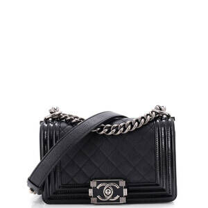 Chanel Small Boy Flap Bag Quilted Goatskin with Patent